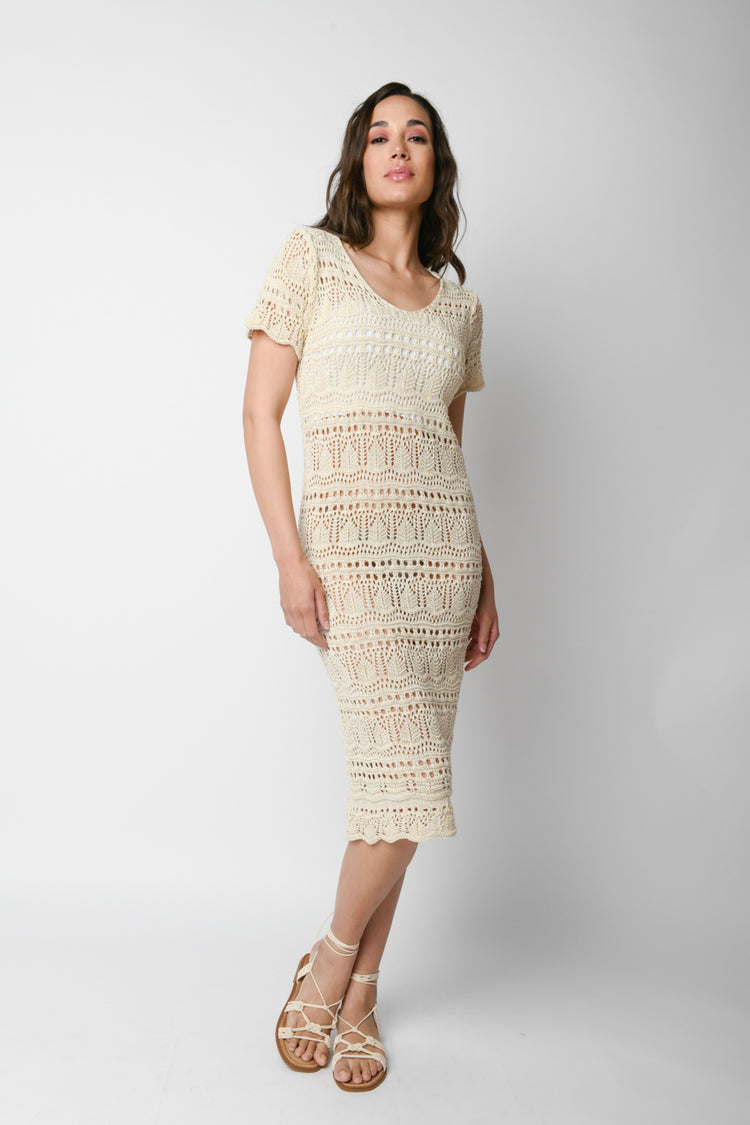 Abito midi in maglia crochet