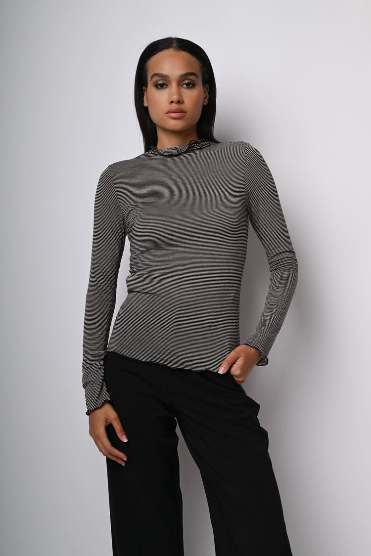 Top in modal e cashmere a righe