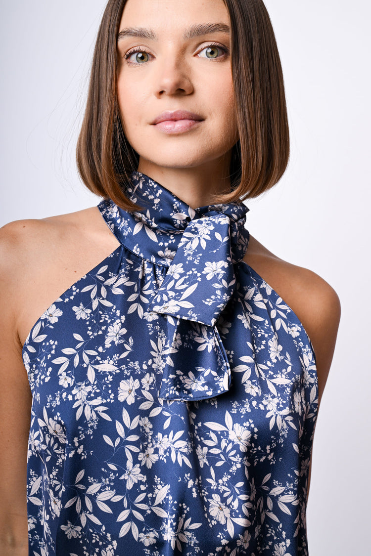 Top allamericana con stampa floreale