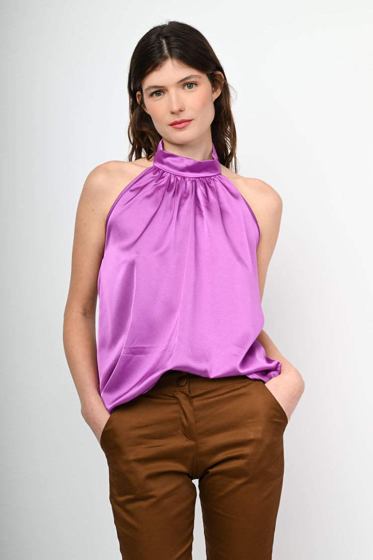 Top in raso e pizzo
