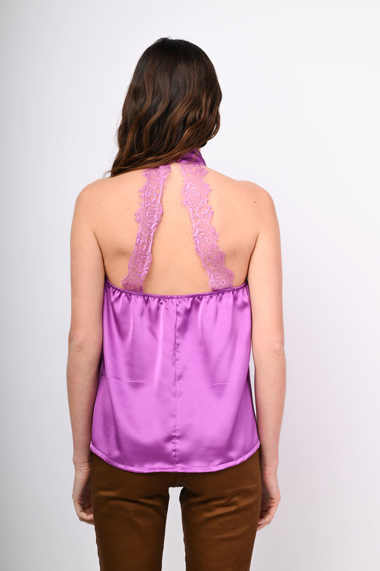 Top in raso e pizzo