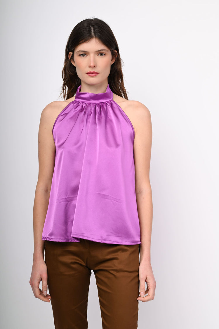 Top in raso e pizzo