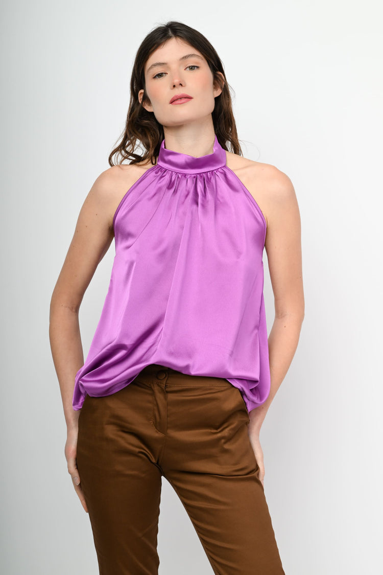 Top in raso e pizzo