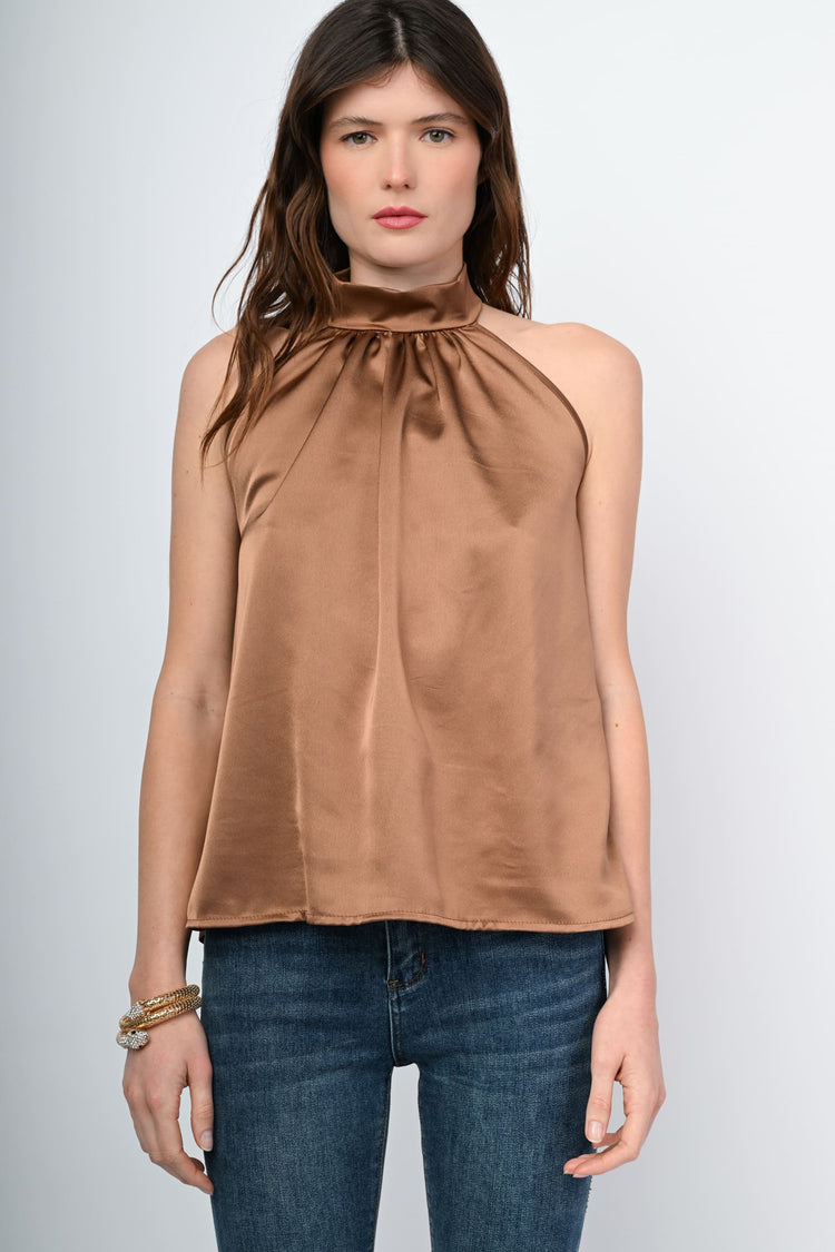 Top in raso e pizzo