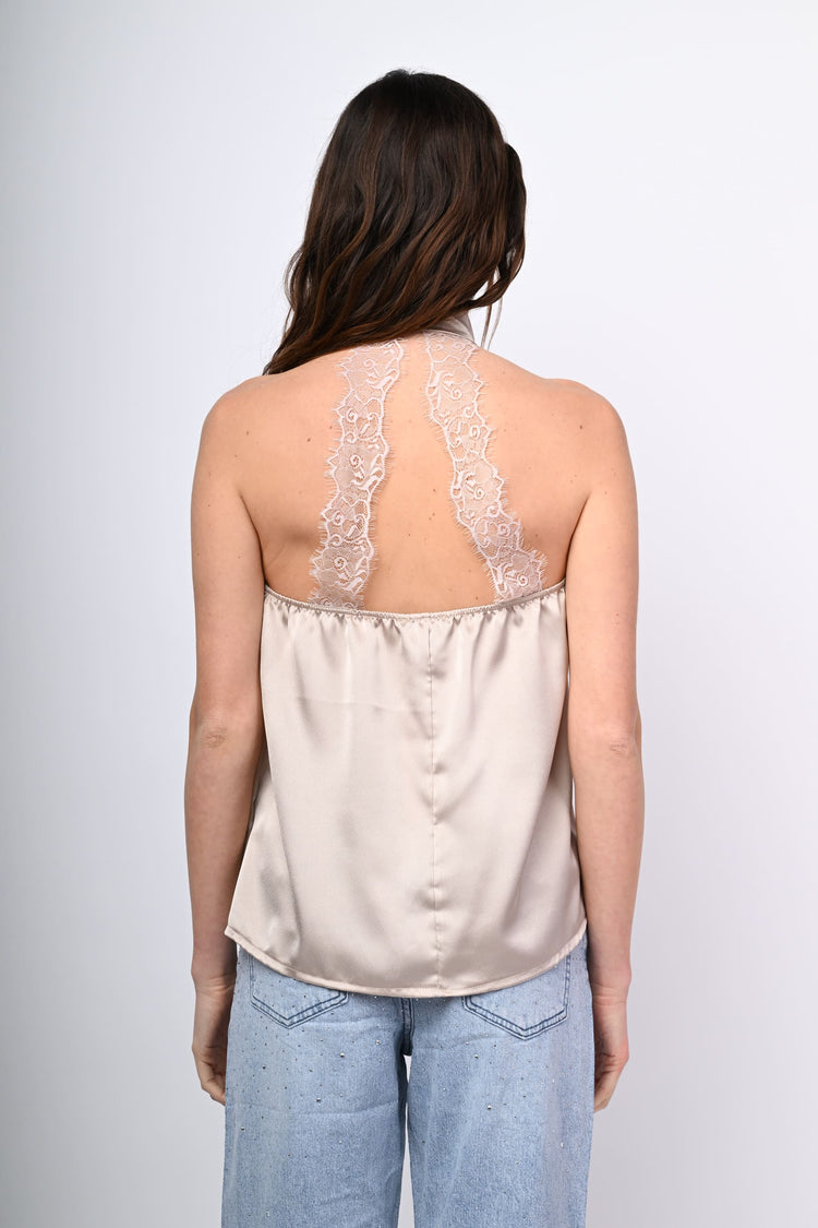 Top in raso e pizzo