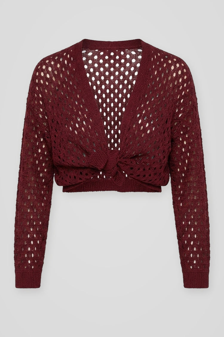 Cardigan traforato bordeaux