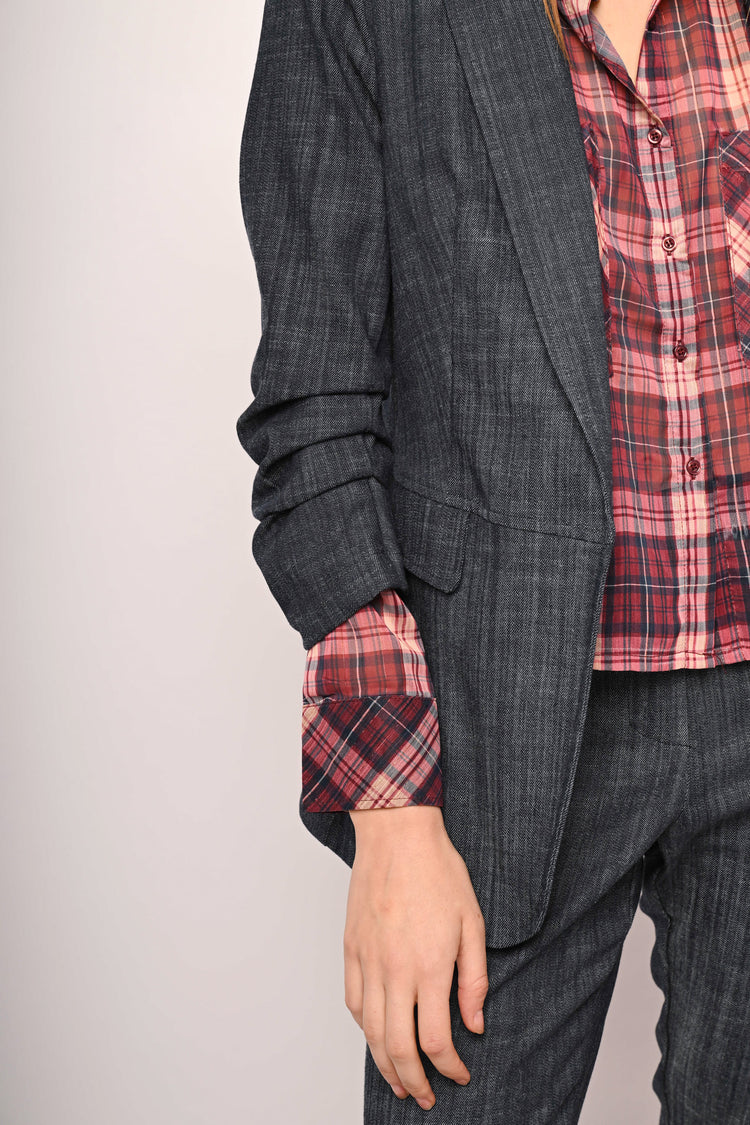 Blazer con maniche crop arricciate