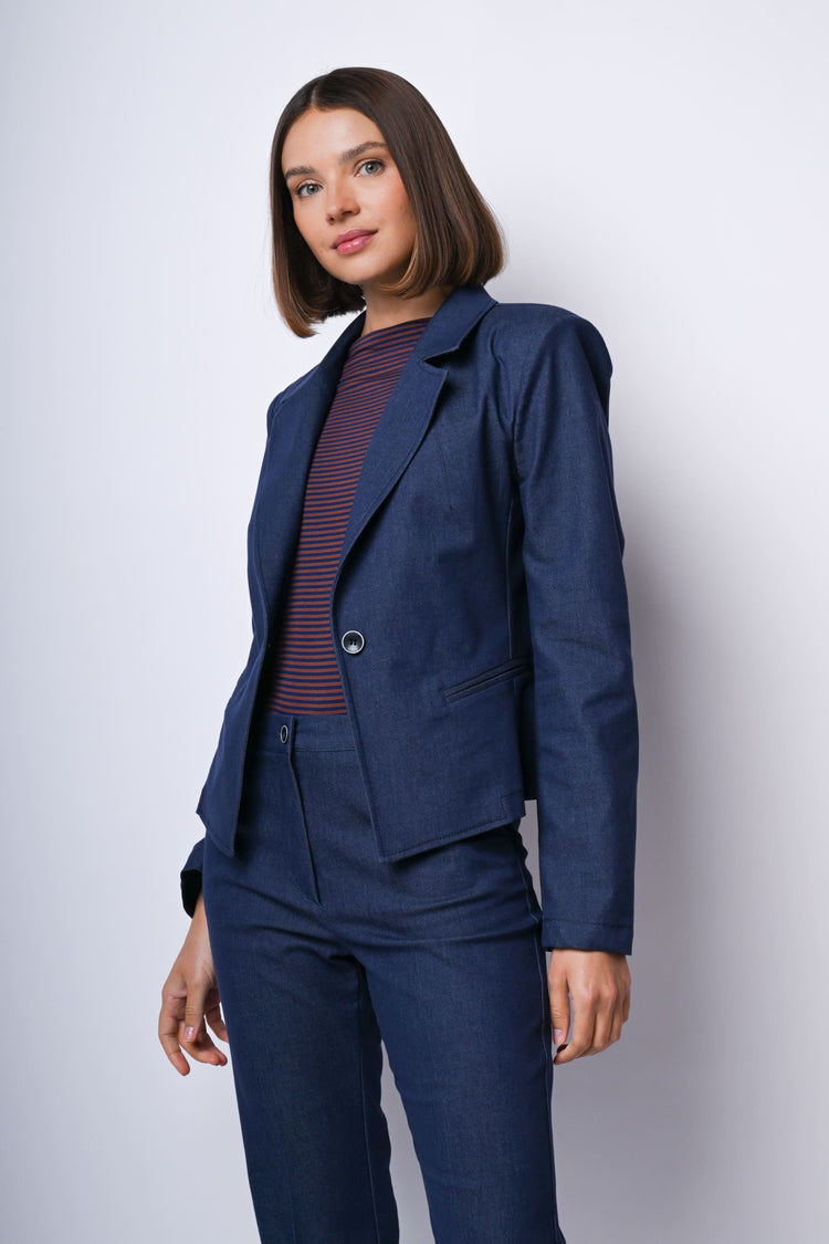 Blazer monopetto misto cotone