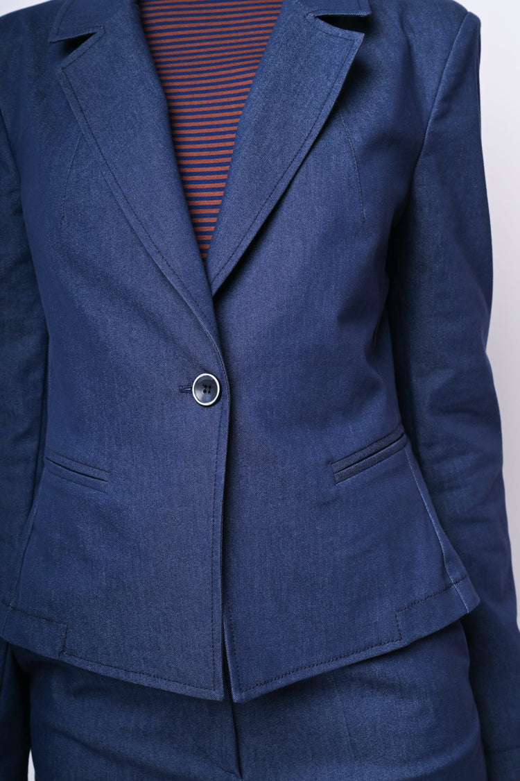 Blazer monopetto misto cotone
