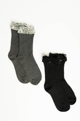 Set da due paia di calzini con paillettes grigio/nero