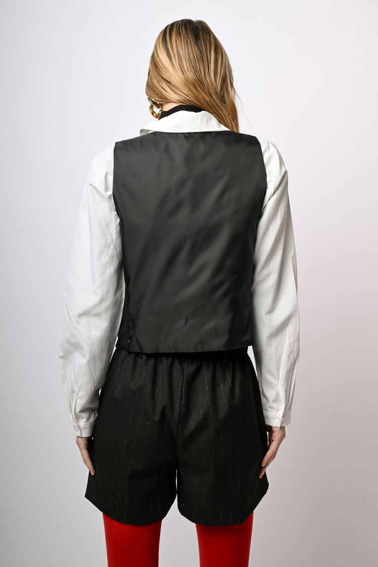Gilet a stampa gessata lurex