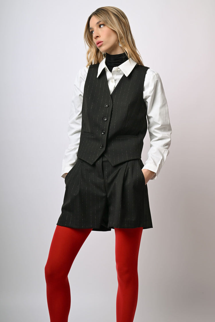 Gilet a stampa gessata lurex