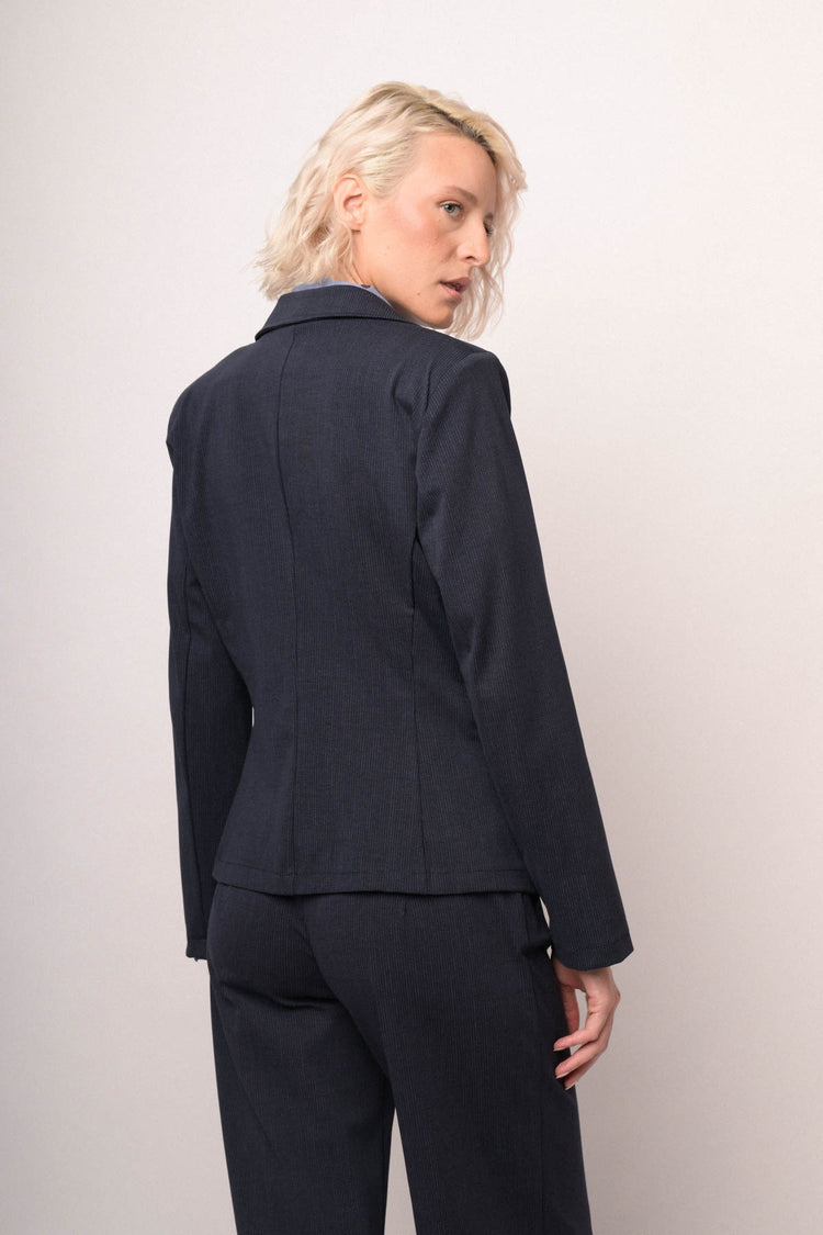 Blazer basic monopetto misto cotone blu