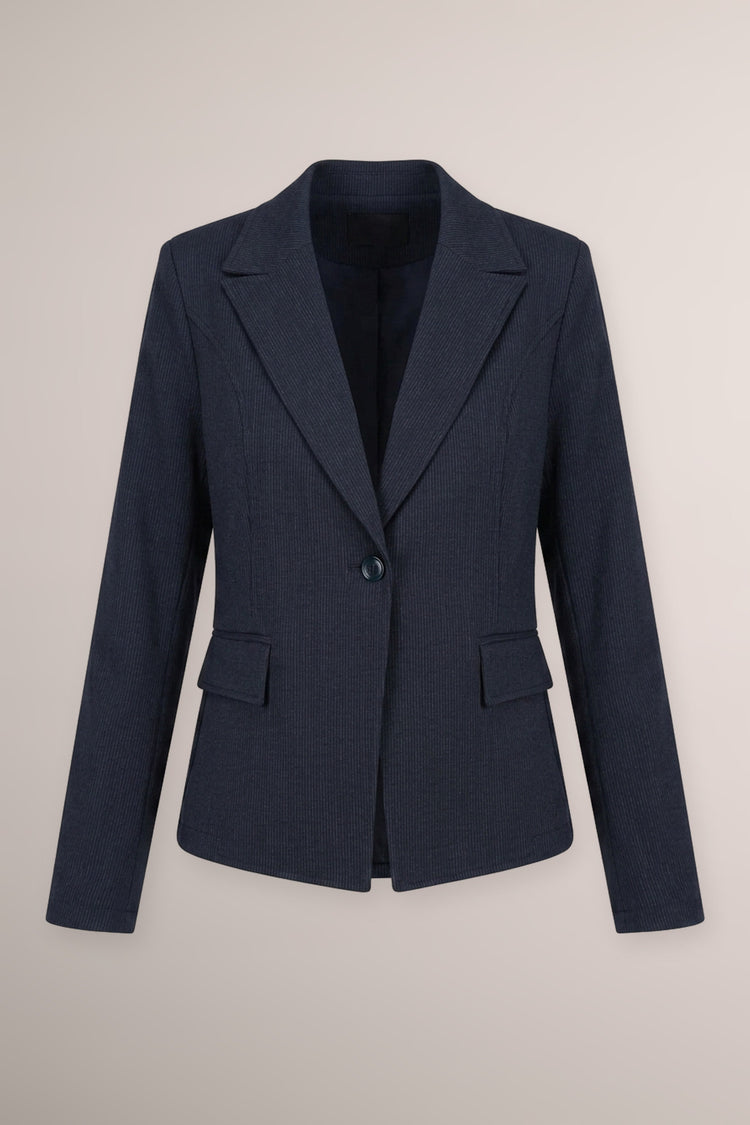 Blazer basic monopetto misto cotone blu