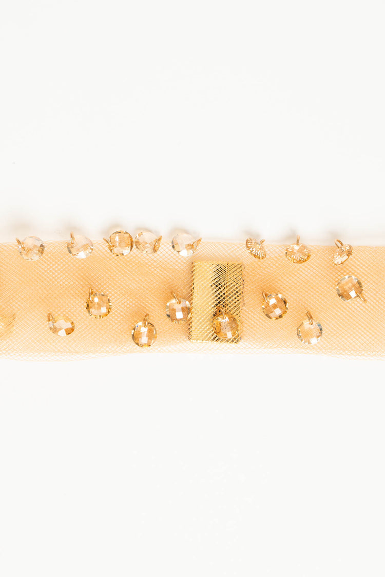 Collana choker oro in rete con cristalli