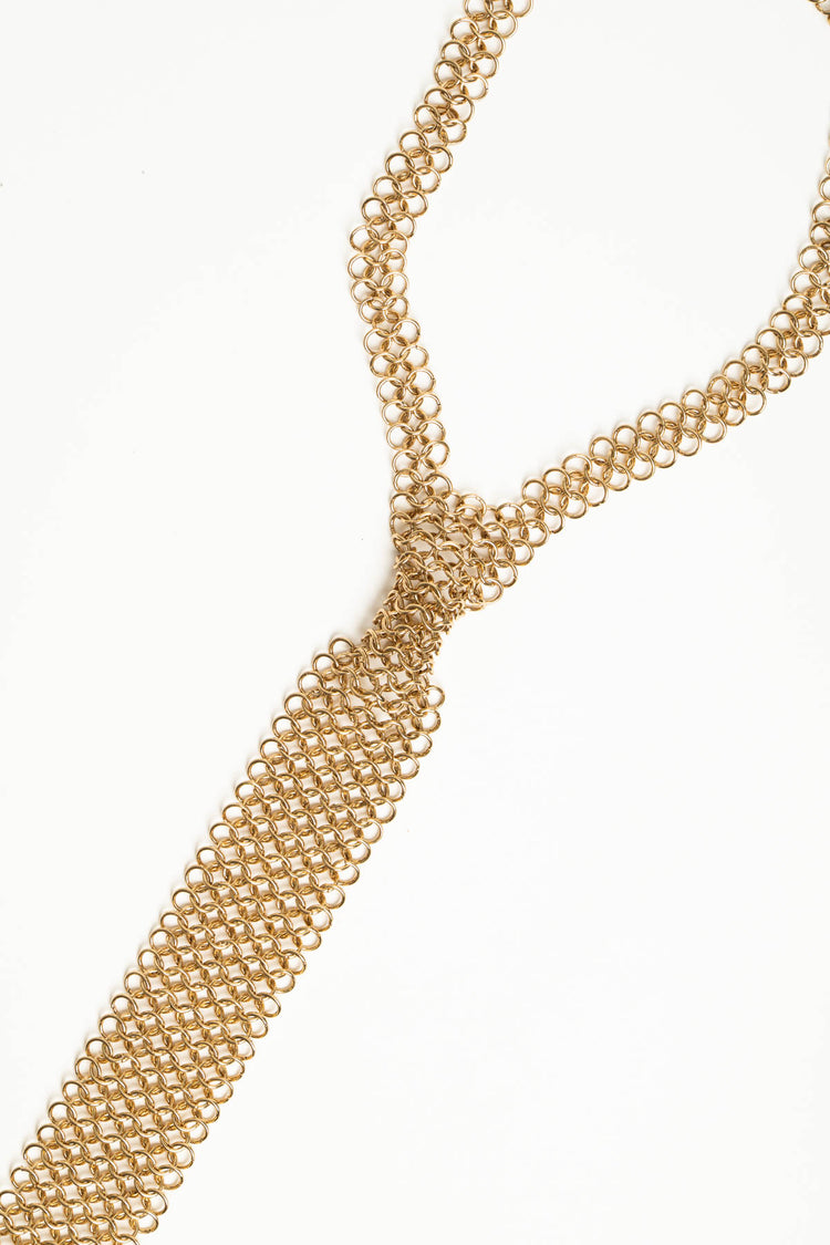 Collana a cravatta in mesh oro