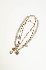 Collana multifilo oro e argento con medaglie