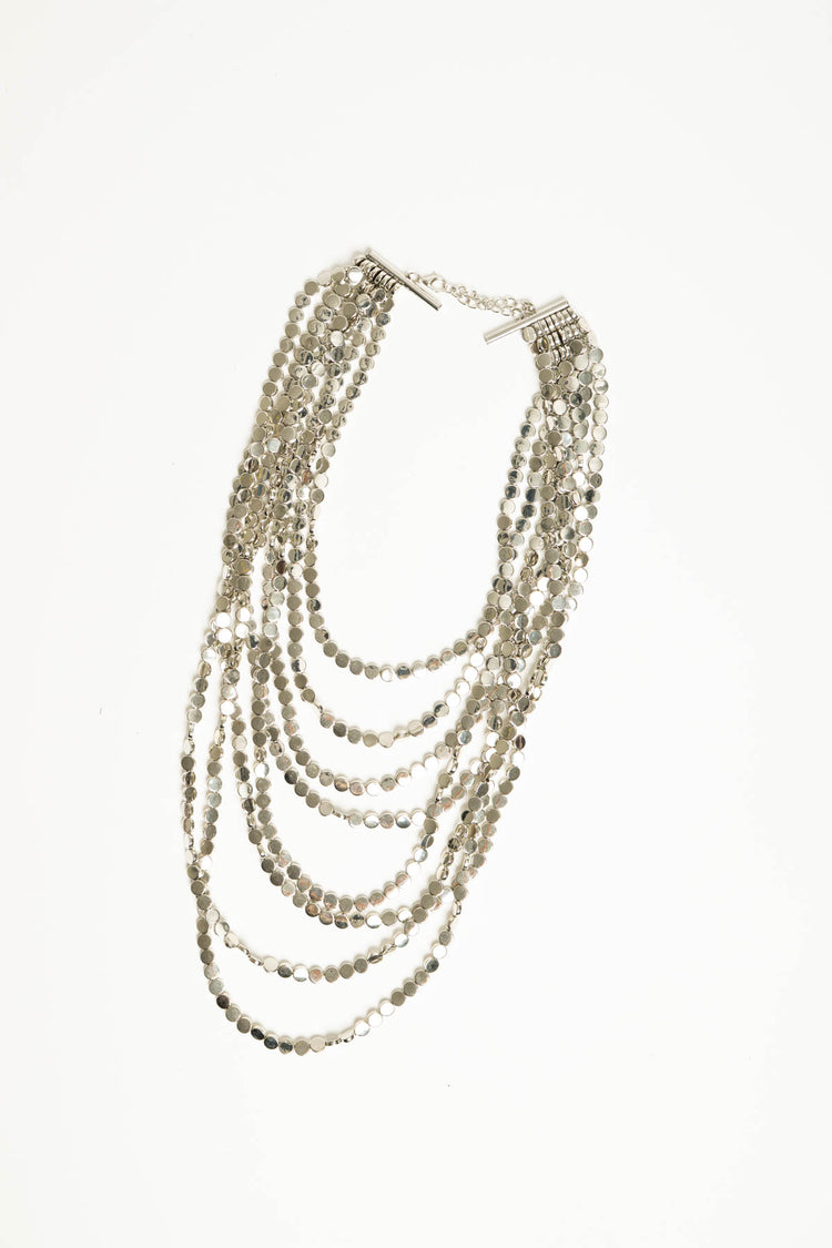 Collana multifilo argento con piastrine