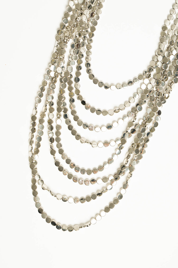 Collana multifilo argento con piastrine