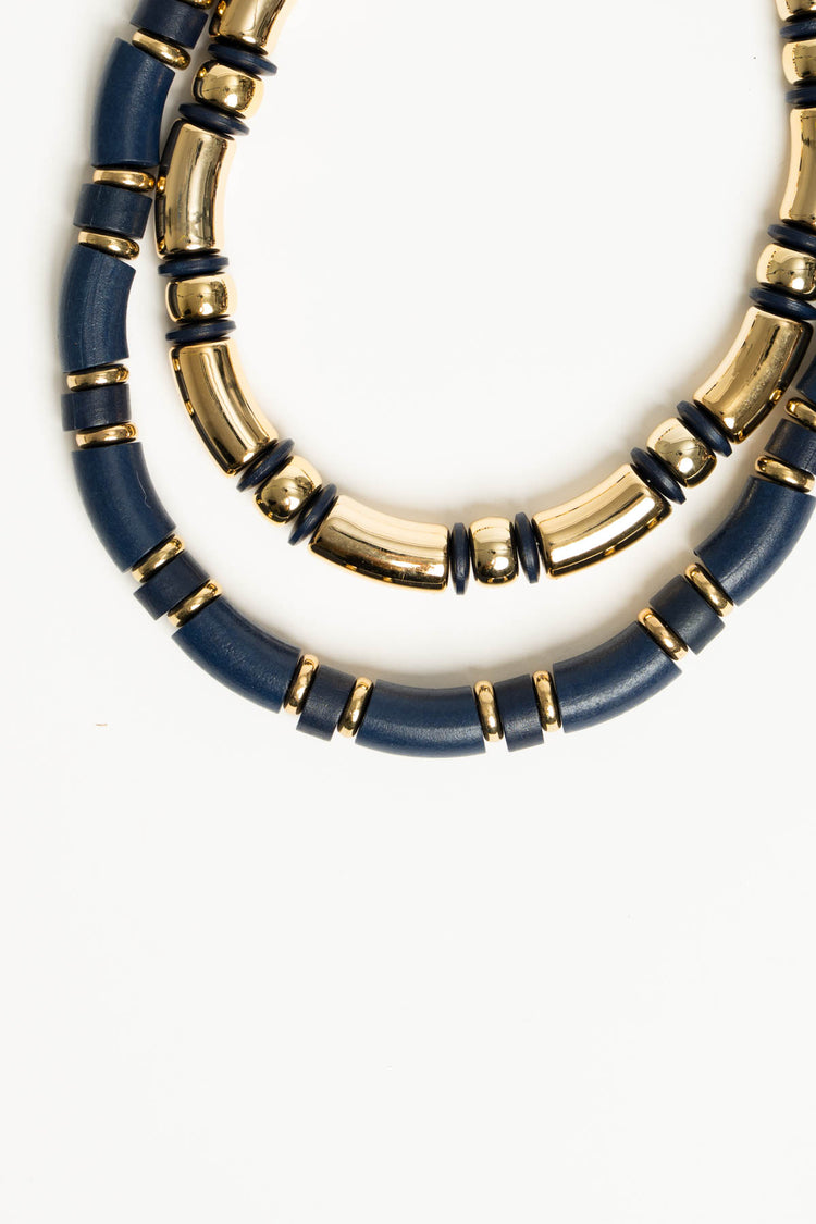 Collana doppia blu e oro