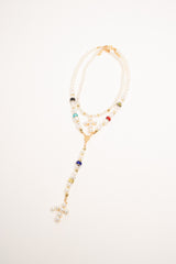 Collana stile rosario con perline multicolor