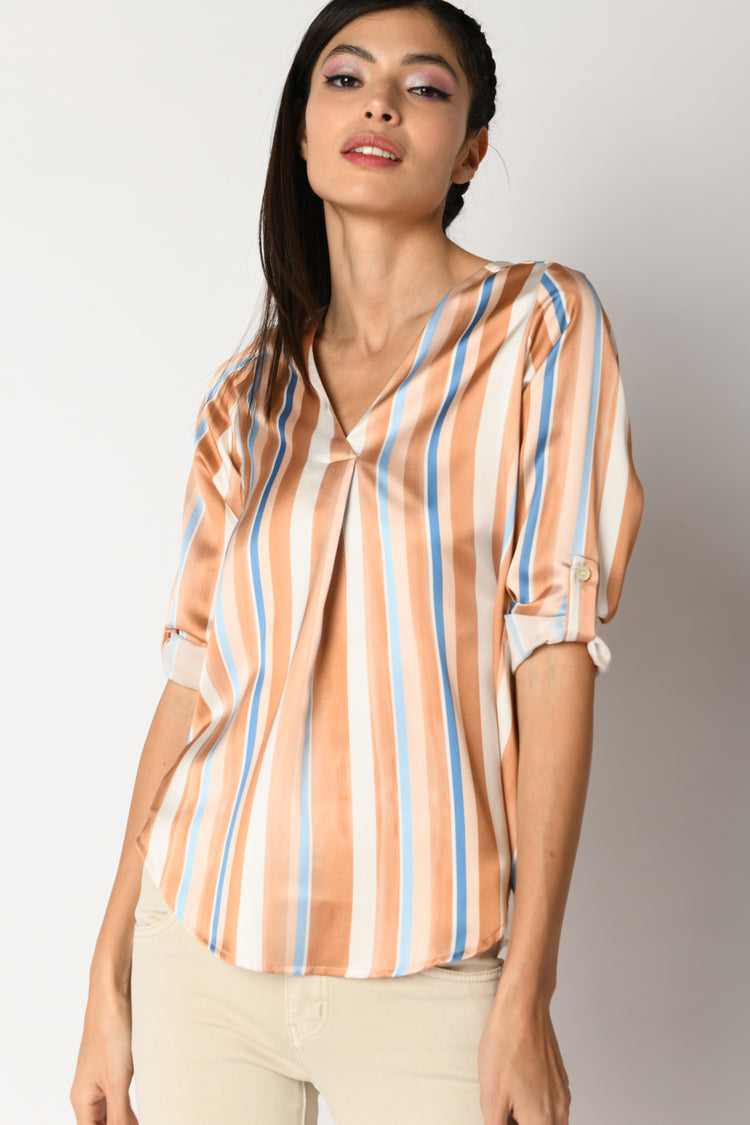 Blusa in raso a righe