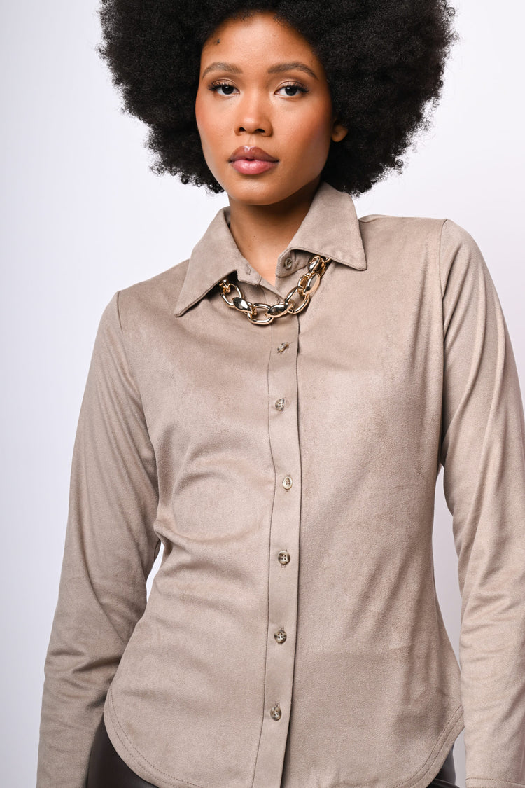 Camicia in faux suede