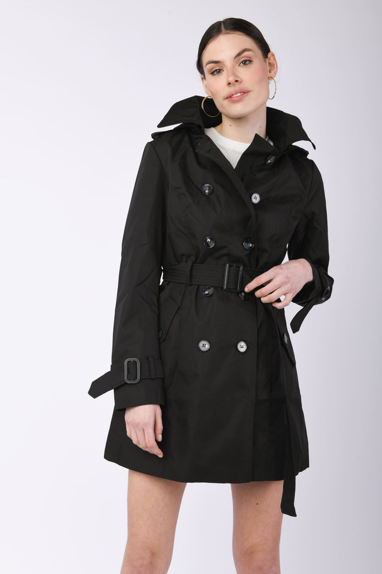 Trench doppiopetto con cappuccio