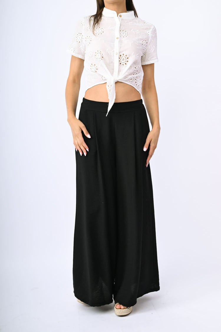 Pantaloni palazzo misto viscosa