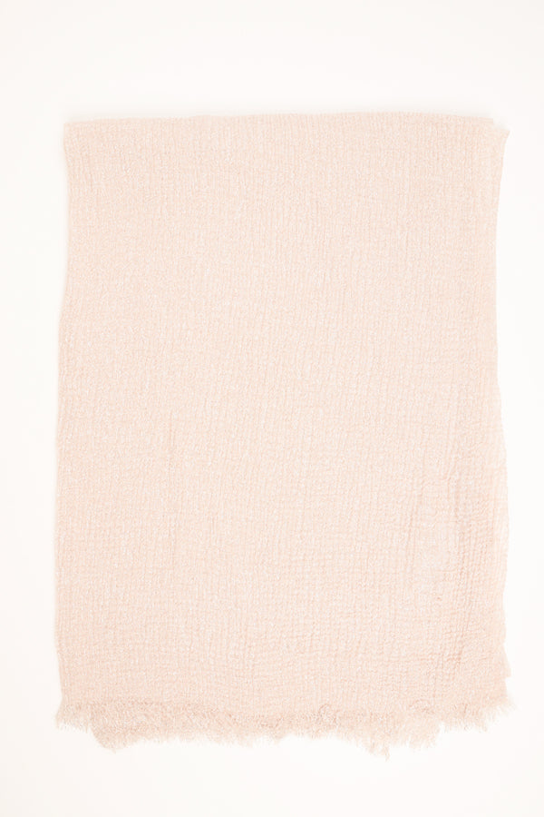 Sciarpa effetto stropicciato con frange rosa