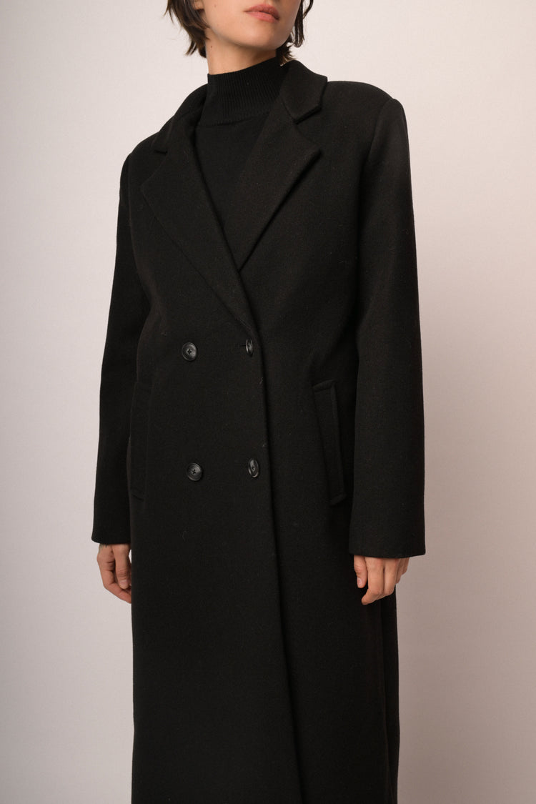 Cappotto lungo doppiopetto nero