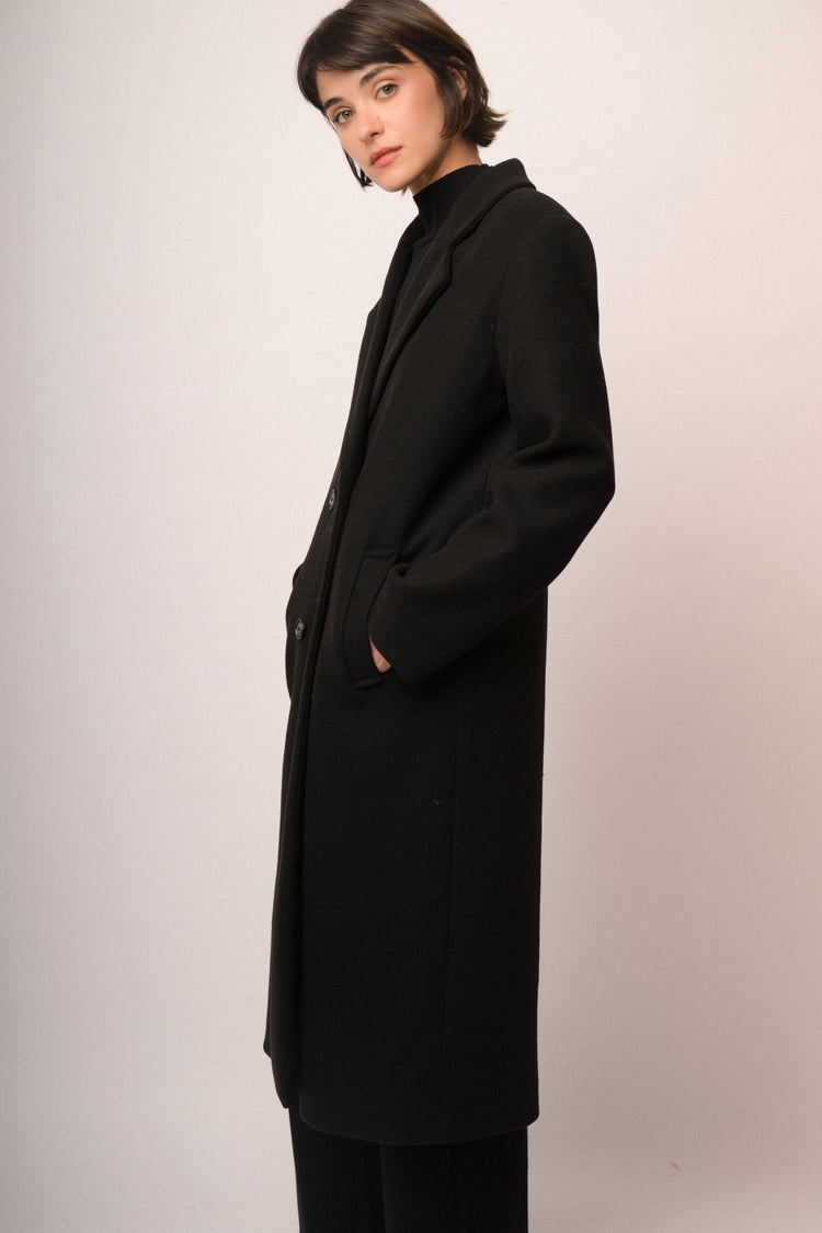 Cappotto lungo doppiopetto nero