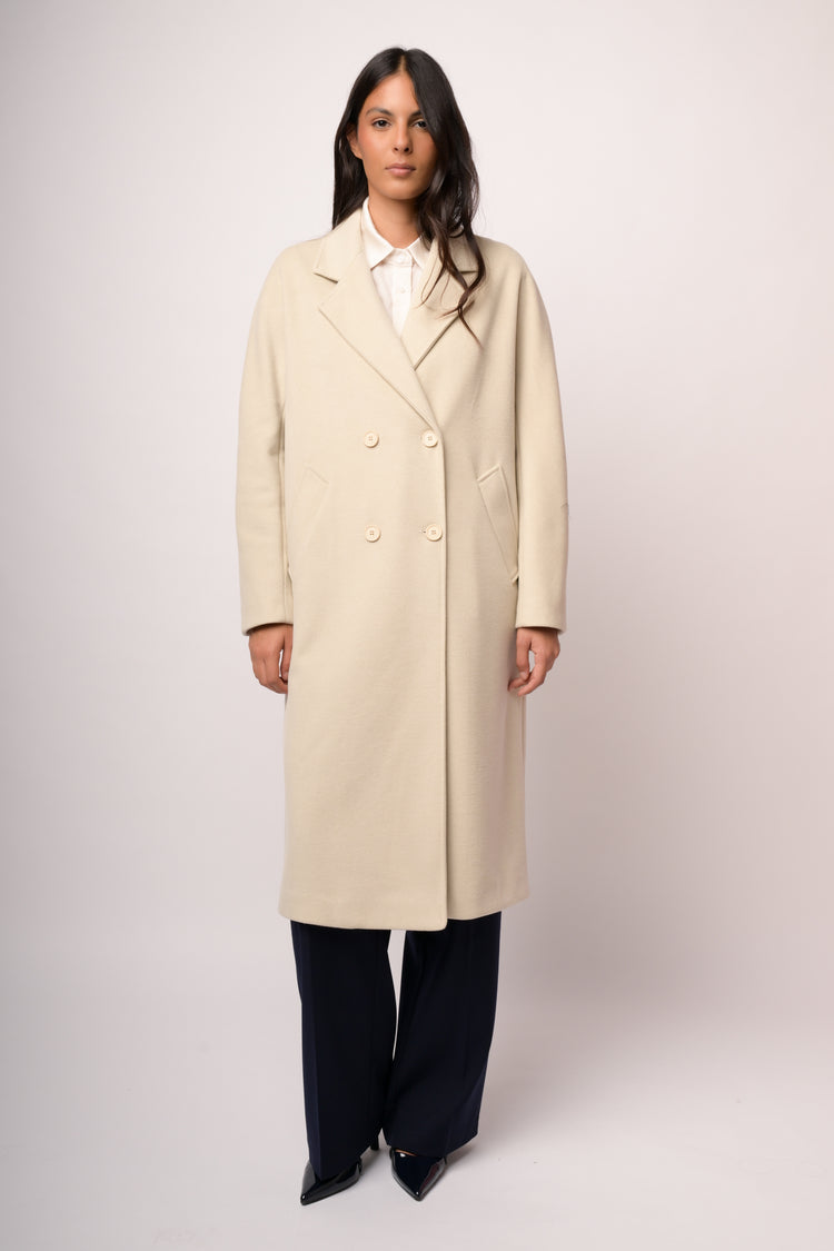 Cappotto lungo doppiopetto avorio