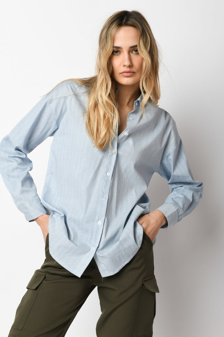 Camicia oversize in cotone a righe
