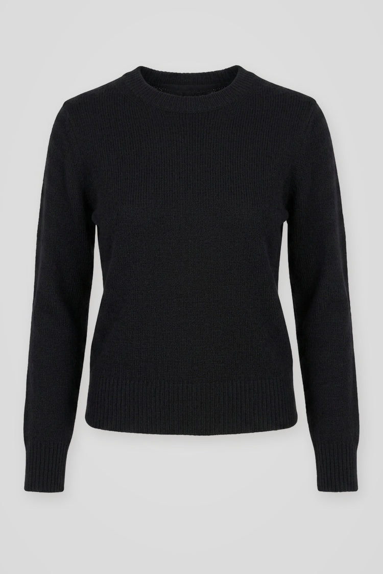 Pull basic girocollo in maglia misto viscosa nera