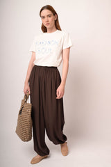 Harem pants in viscosa cioccolato