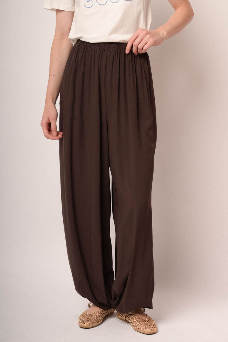 Harem pants in viscosa cioccolato