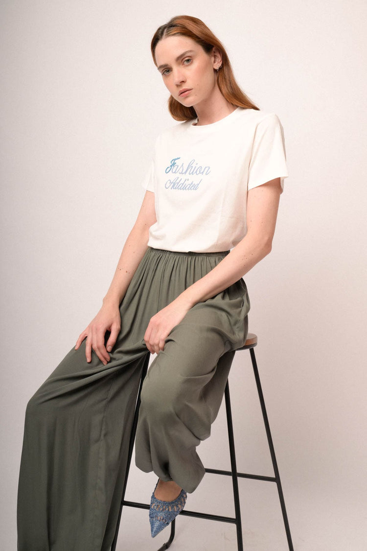 Harem pants in viscosa verde oliva
