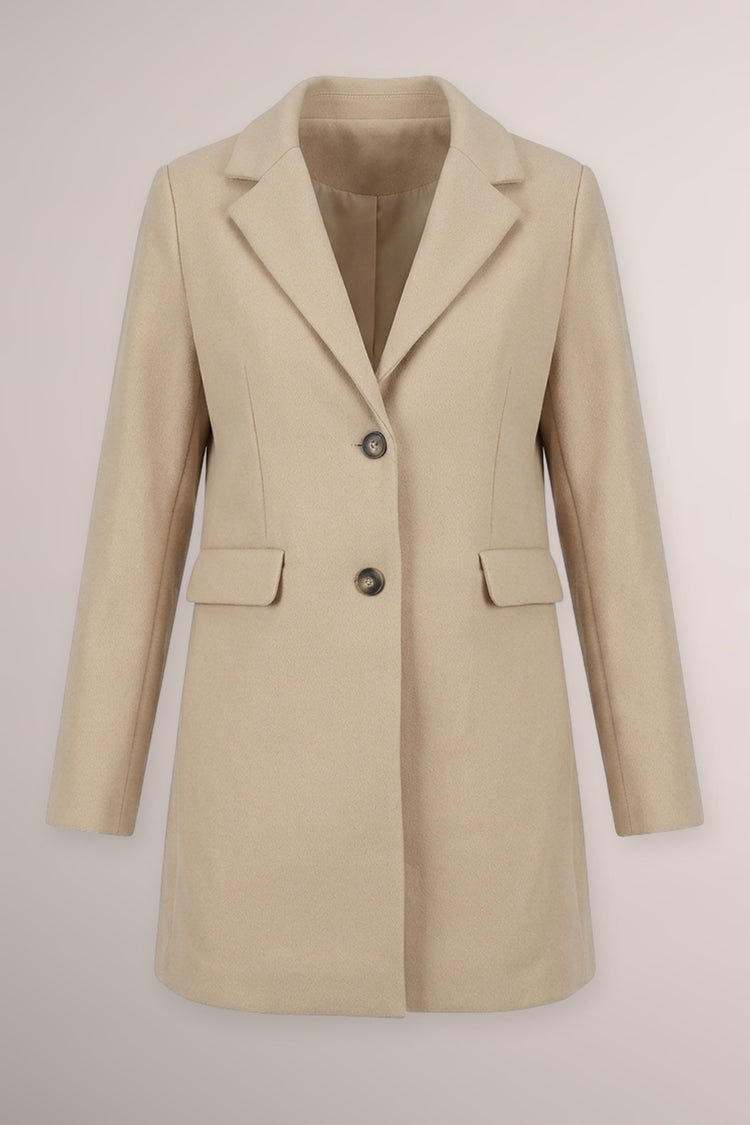 Cappotto monopetto beige in misto lana