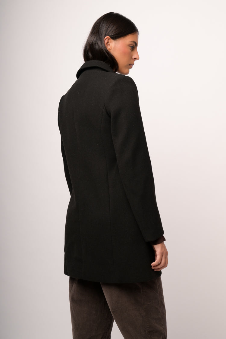 Cappotto nero monopetto misto lana