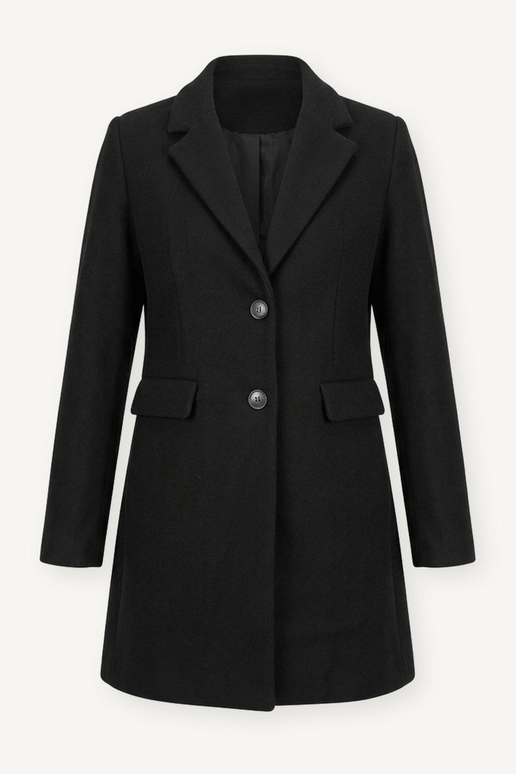 Cappotto nero monopetto misto lana