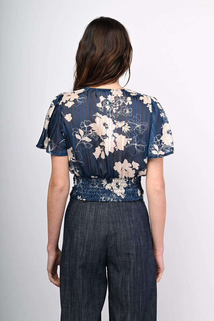 Top a stampa floreale lurex