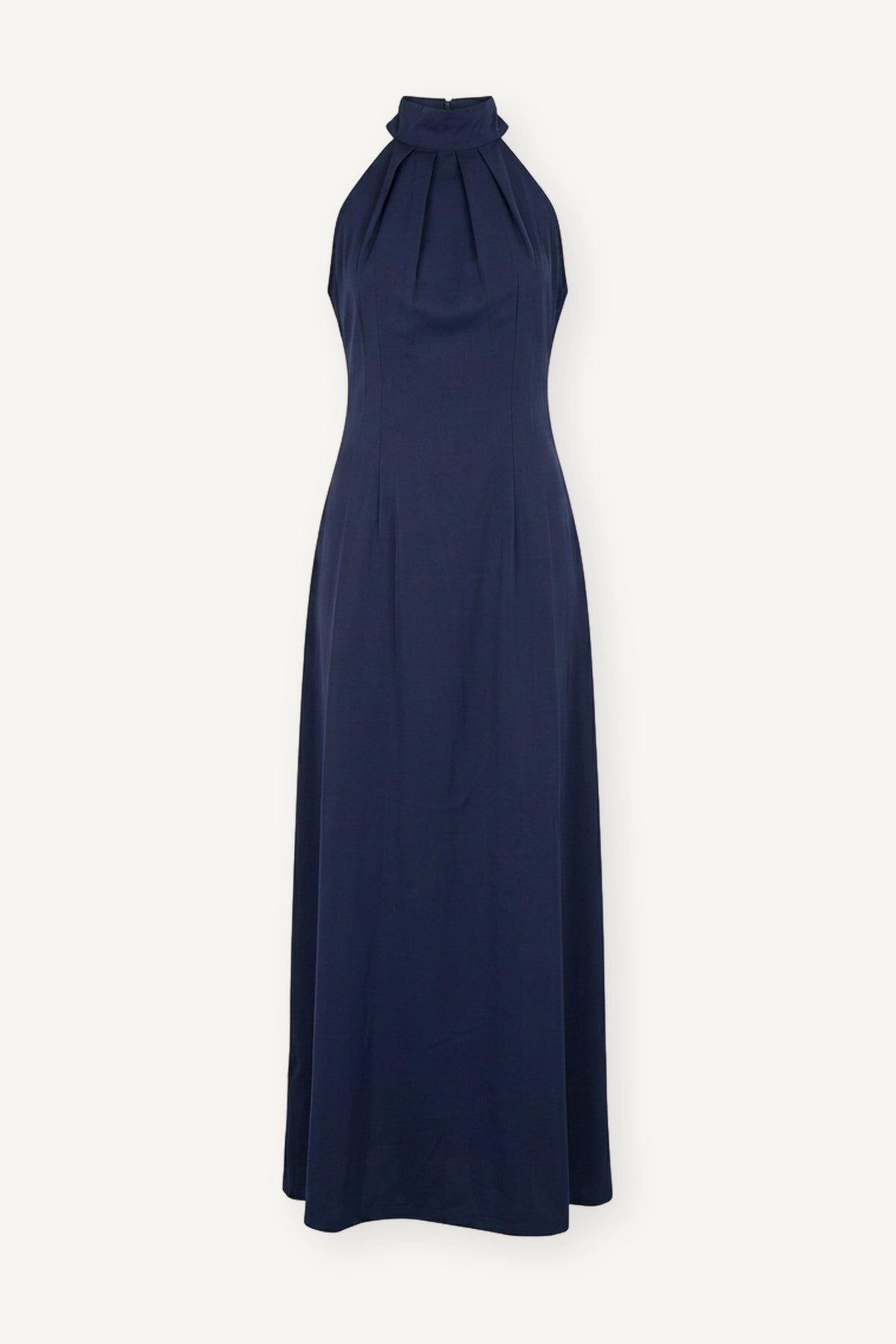 Abito lungo blu con scollo all'americana