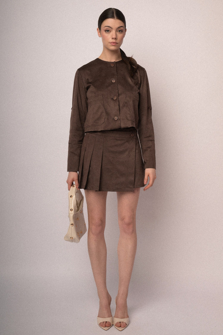 Skort in faux suede