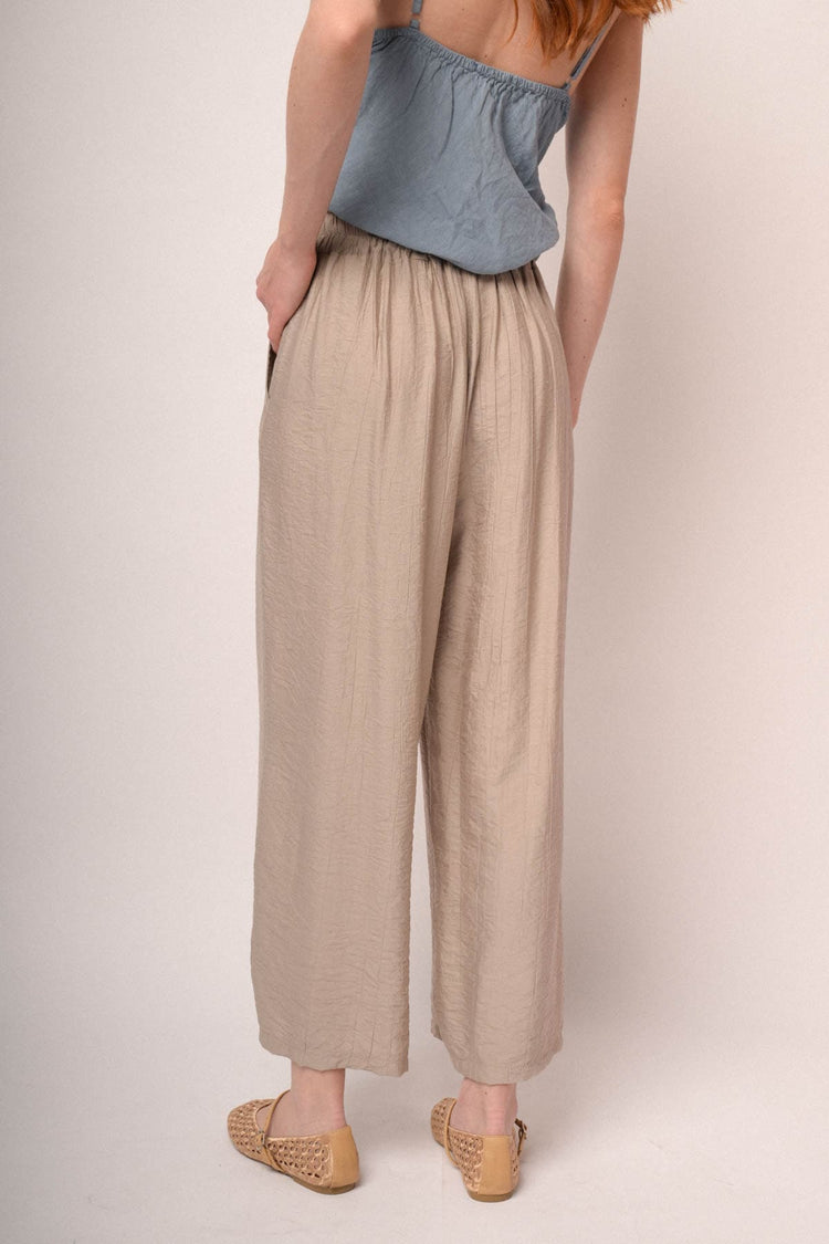 Pantaloni culotte misto viscosa beige