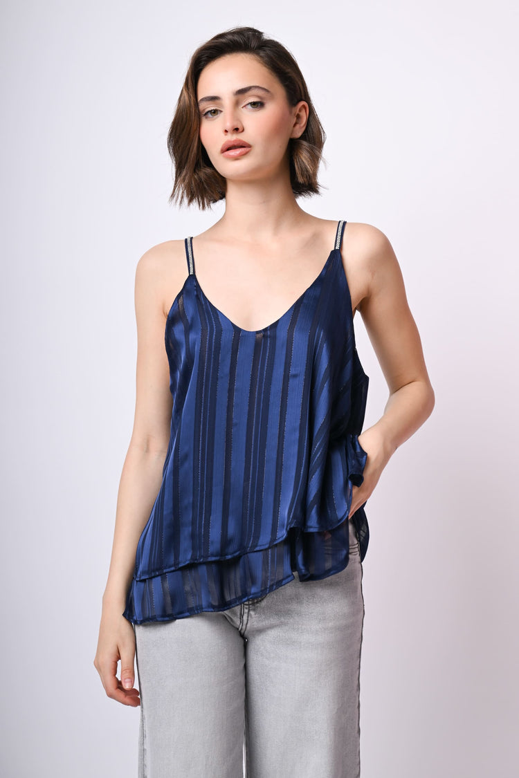 Top doppiato in georgette lurex