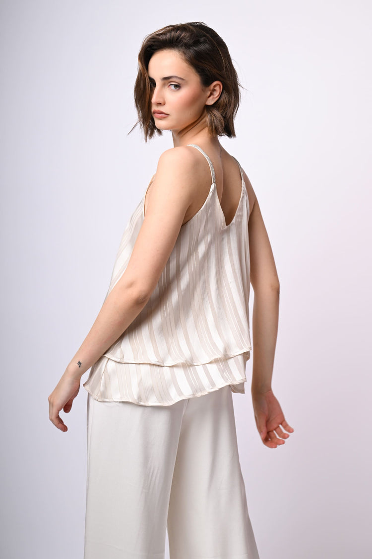 Top doppiato in georgette lurex