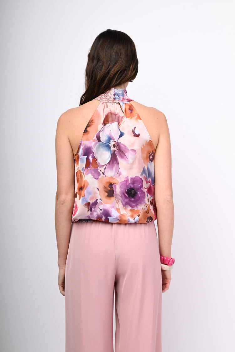Top allamericana con stampa floreale