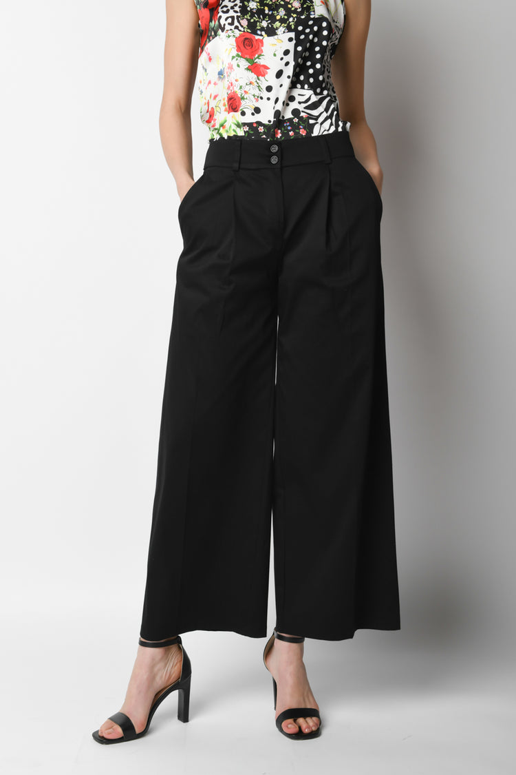 Pantalone palazzo in cotone stretch