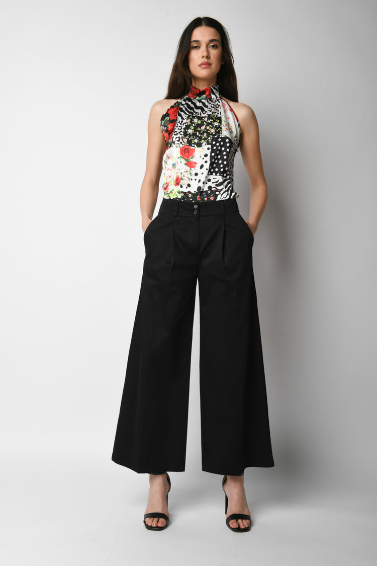 Pantalone palazzo in cotone stretch